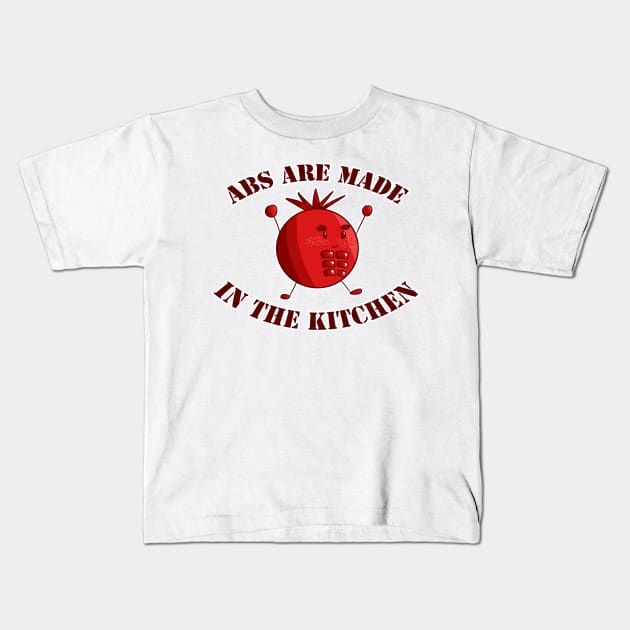 Six-Pack Tomato - Abs are made in the Kitchen Kids T-Shirt by JonGrin